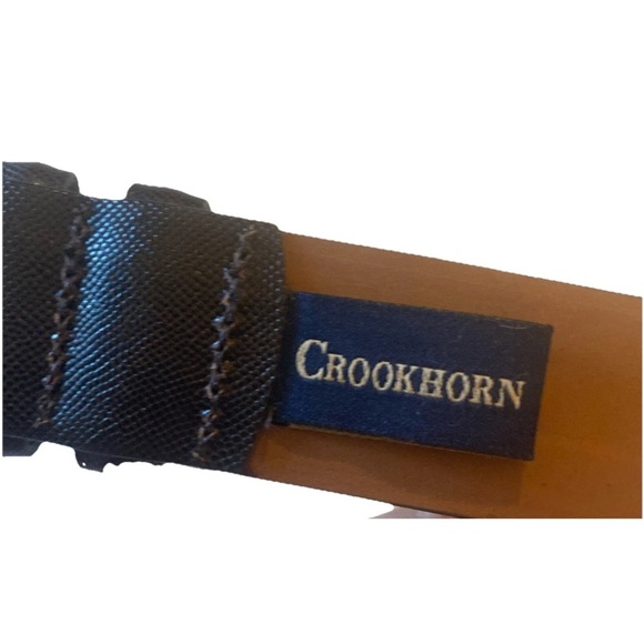 Crookhorn Size 40 Handmade in USA Dark Brown Leather Belt Silver Brass Buckle - Picture 3 of 8